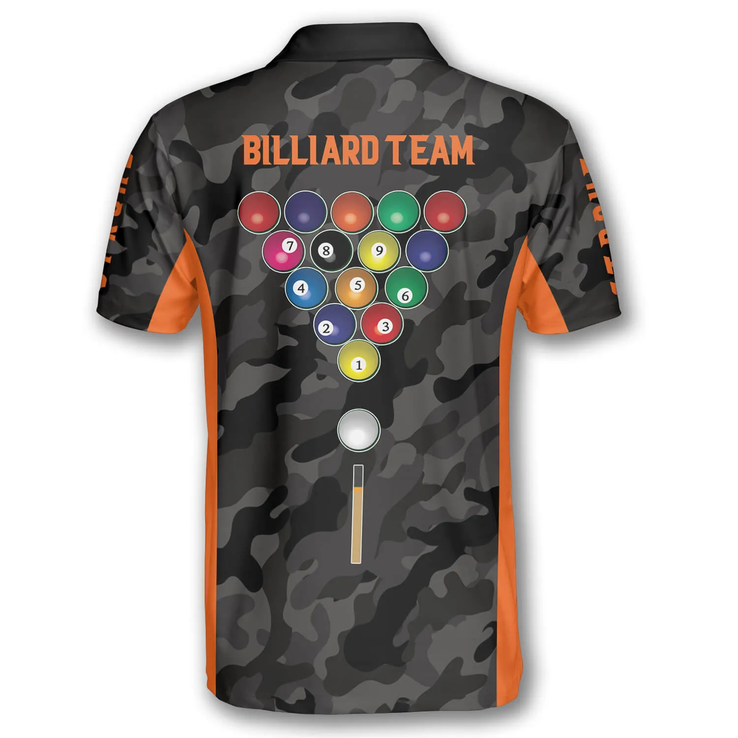 3D All Over Print Orange Grey Camouflage Custom Billiard Shirts for Men, Perfect Shirt for Billiard Player