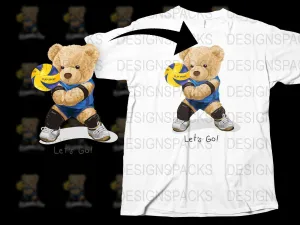 Adorable Teddy Bear Playing Volleyball Png Digital Download