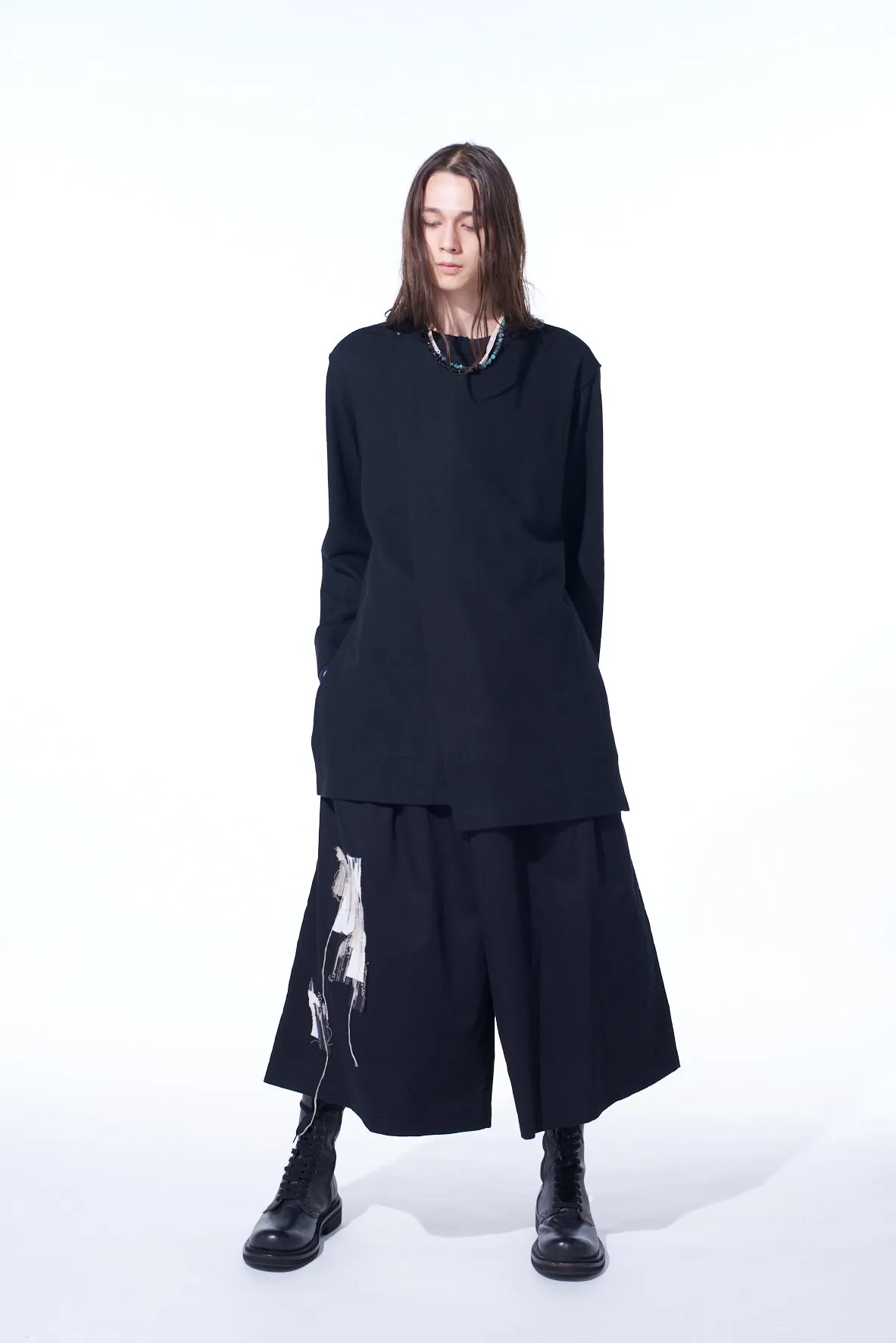 AIRY JERSEY FRONT LAYER BAND COLLER SHIRT