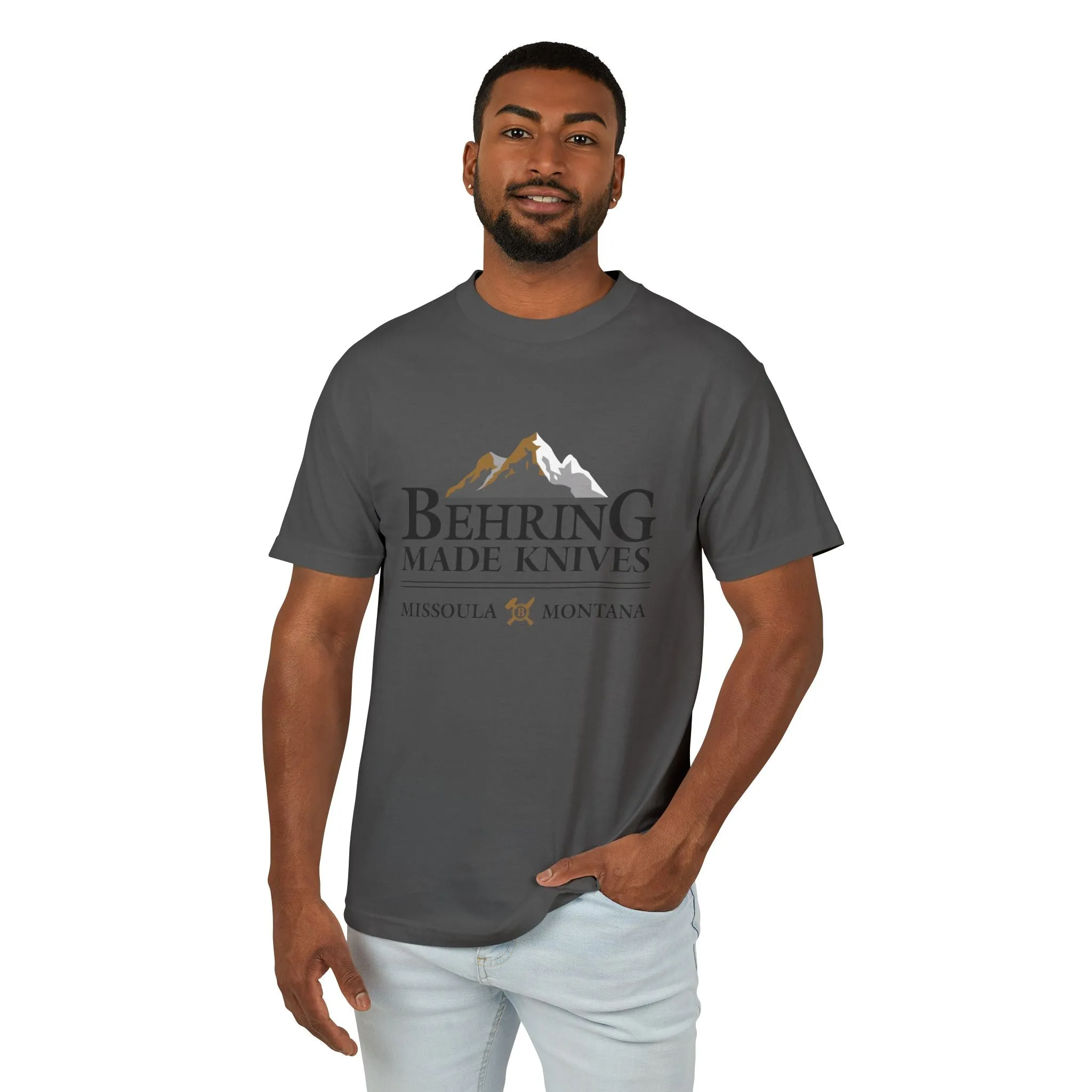 Behring Made Knives Men's Tee - Comfortable Cotton Mountain Graphic Shirt