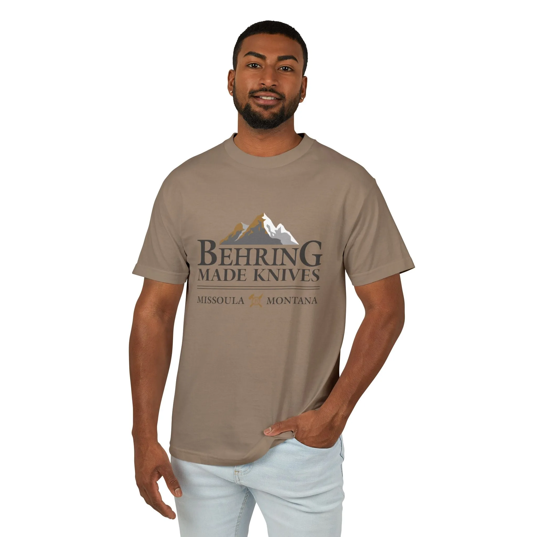 Behring Made Knives Men's Tee - Comfortable Cotton Mountain Graphic Shirt