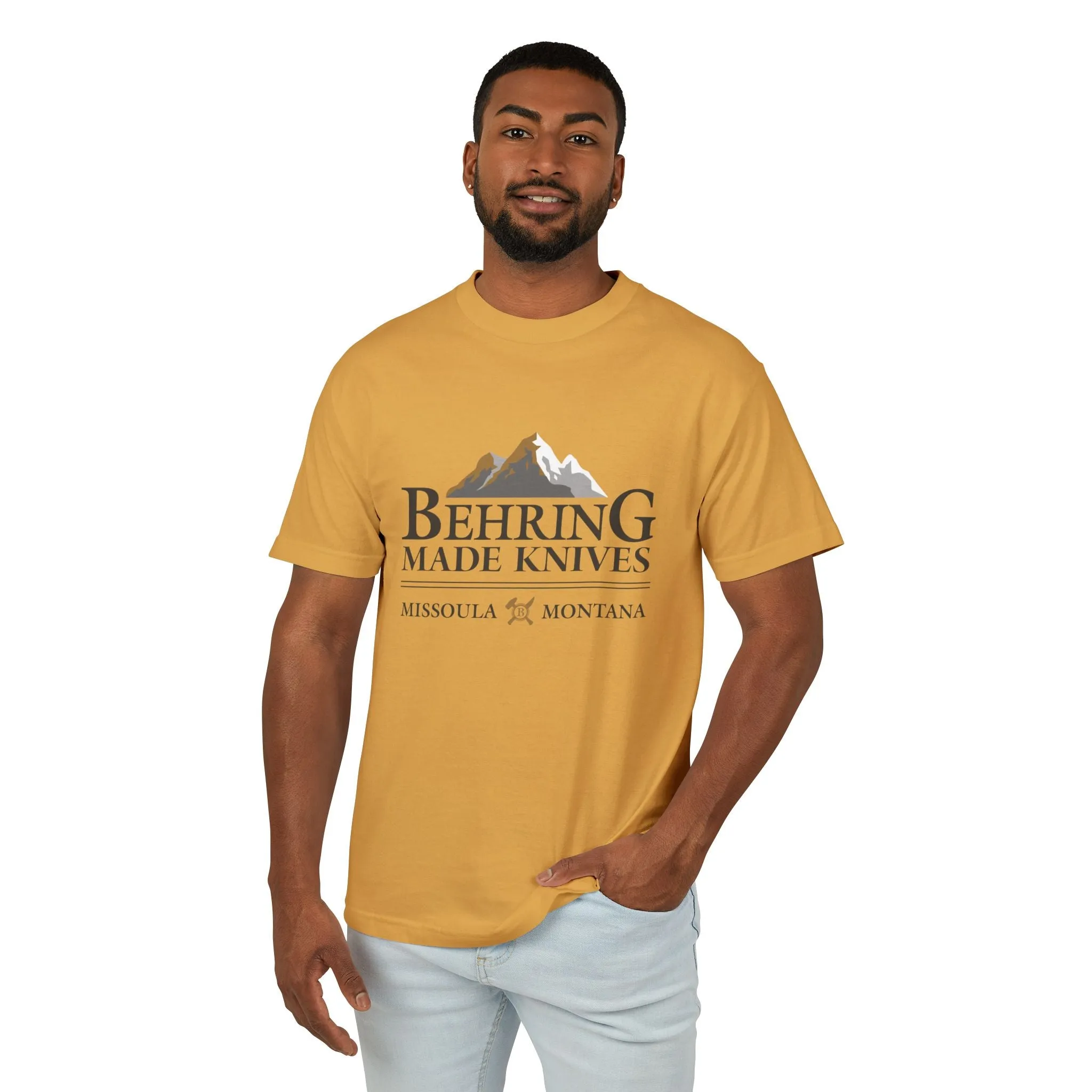 Behring Made Knives Men's Tee - Comfortable Cotton Mountain Graphic Shirt