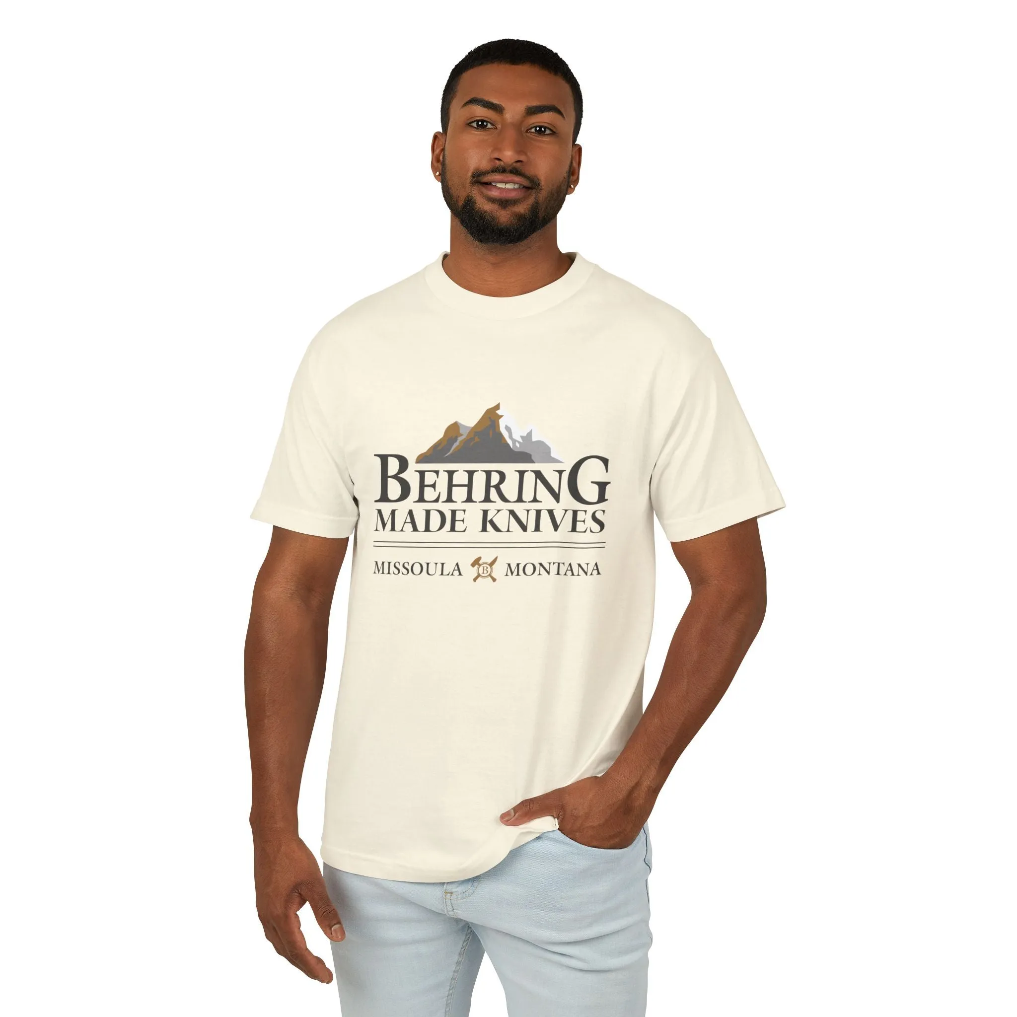 Behring Made Knives Men's Tee - Comfortable Cotton Mountain Graphic Shirt