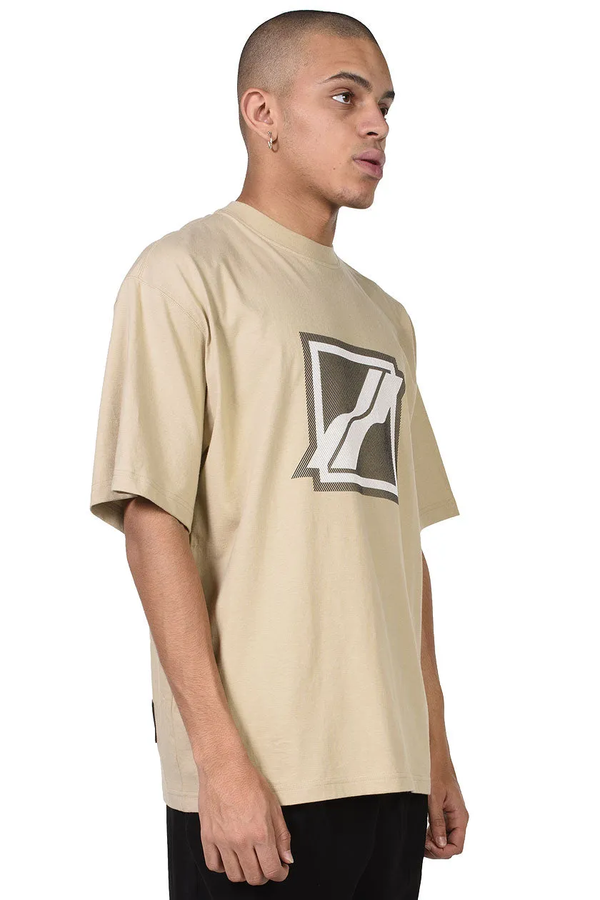 Beige Stripe Logo T-shirt