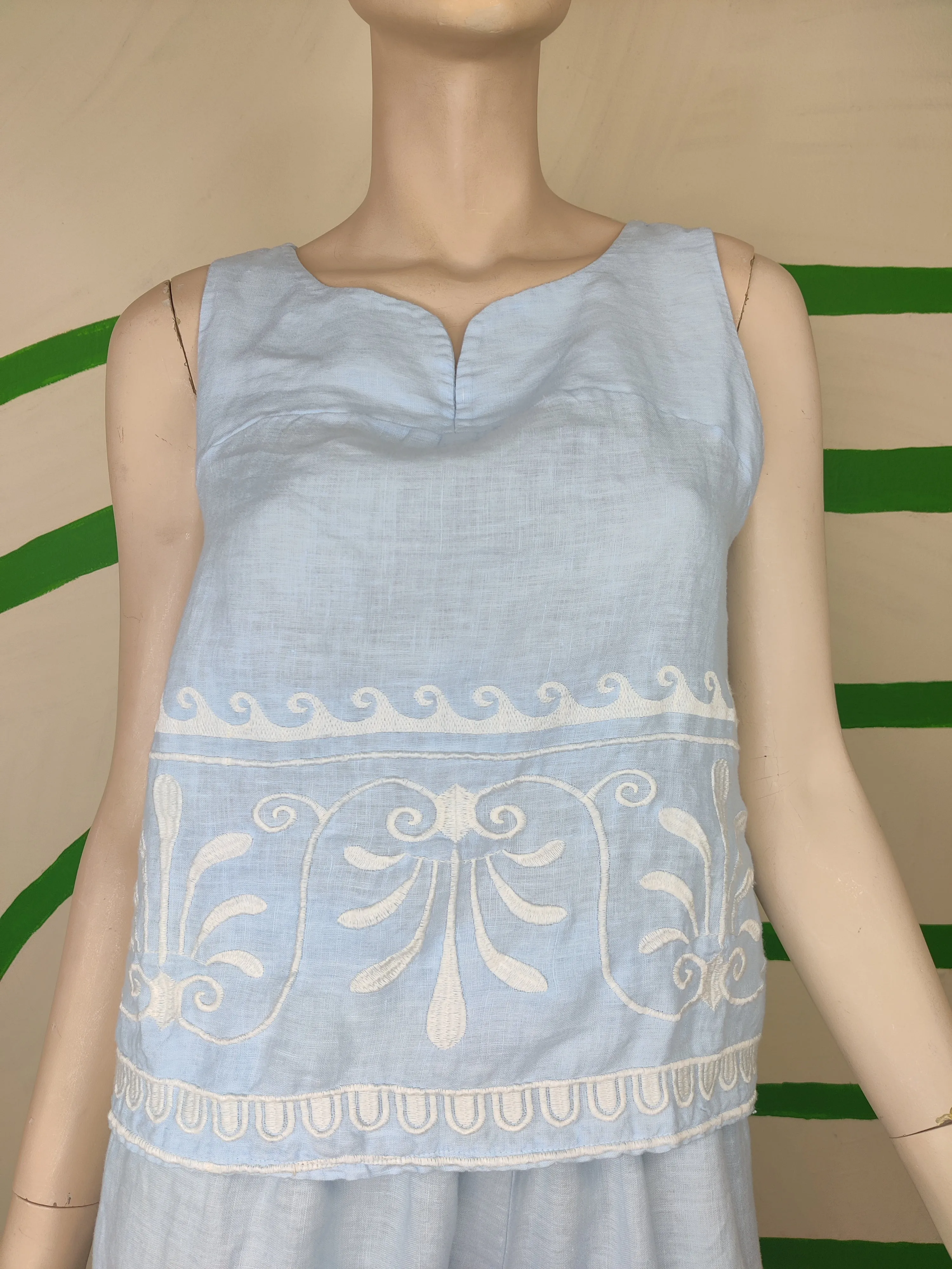 Blue Greek Pattern Blouse