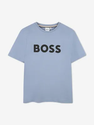 BOSS Boys Logo Print T-Shirt in Grey