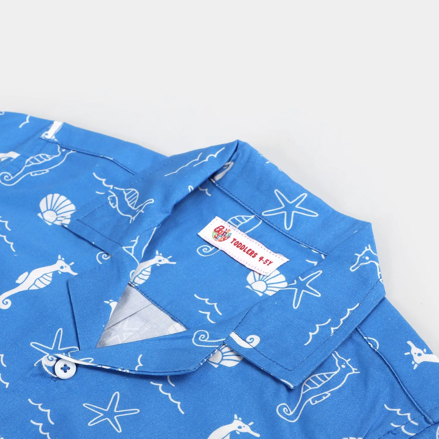 Boys Cotton Casual Shirt Sea Life - Blue