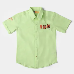 Boys Cotton Slub Casual Shirt Fun | S-Lime