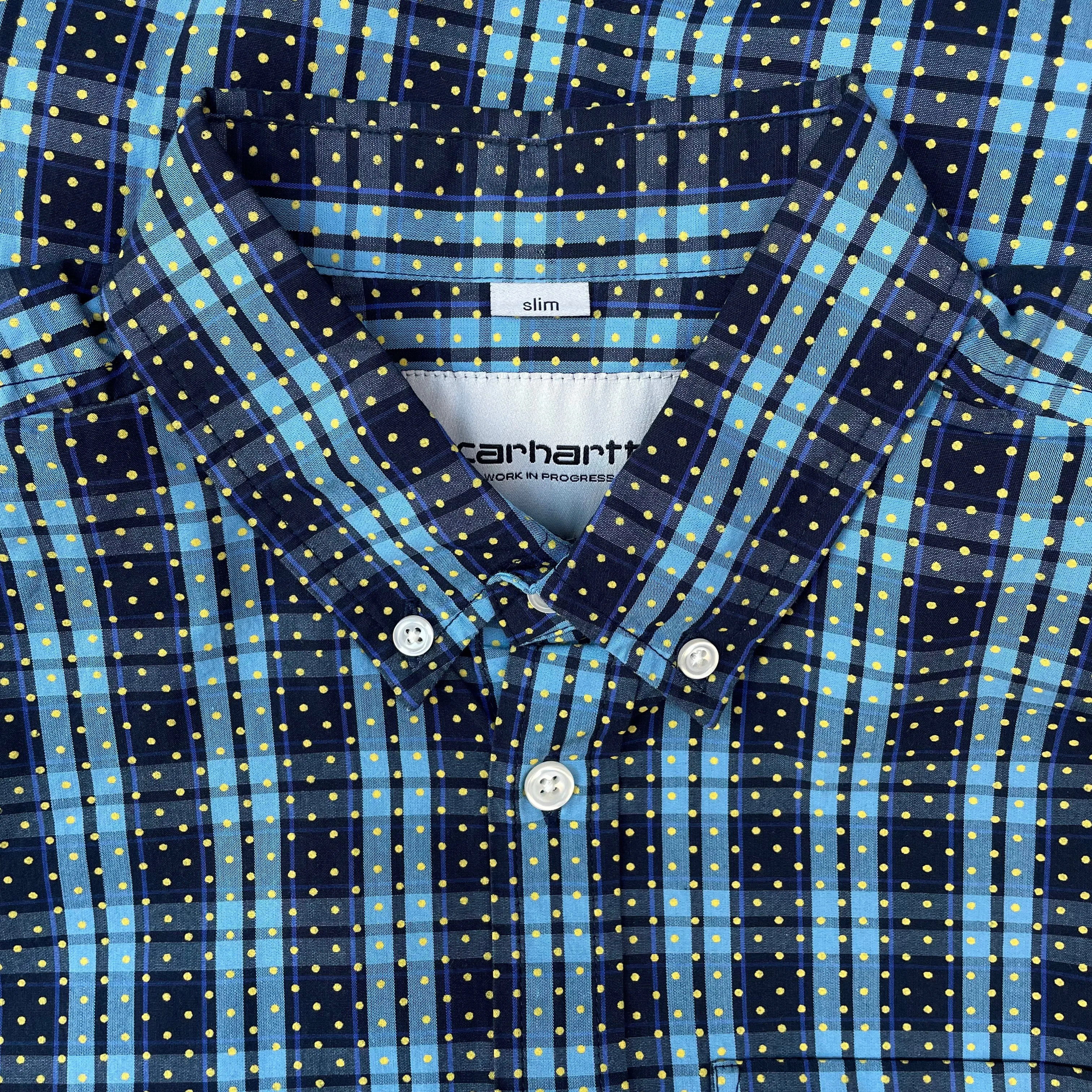 CARHARTT WIP S/S Gilmore Dots Shirt Duke Blue Yellow Check