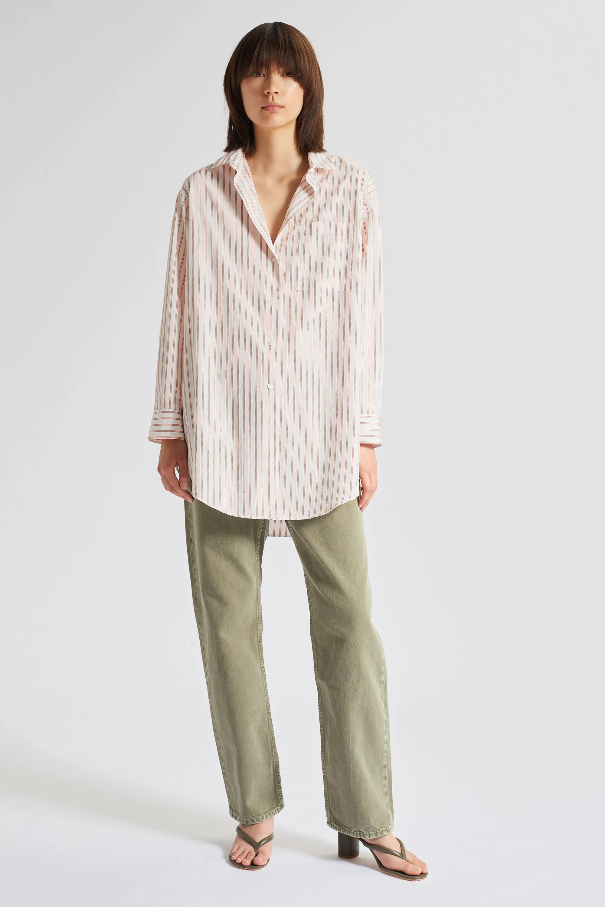 Charlene Dobby Stripe Shirt - Dusty Orange Stripes