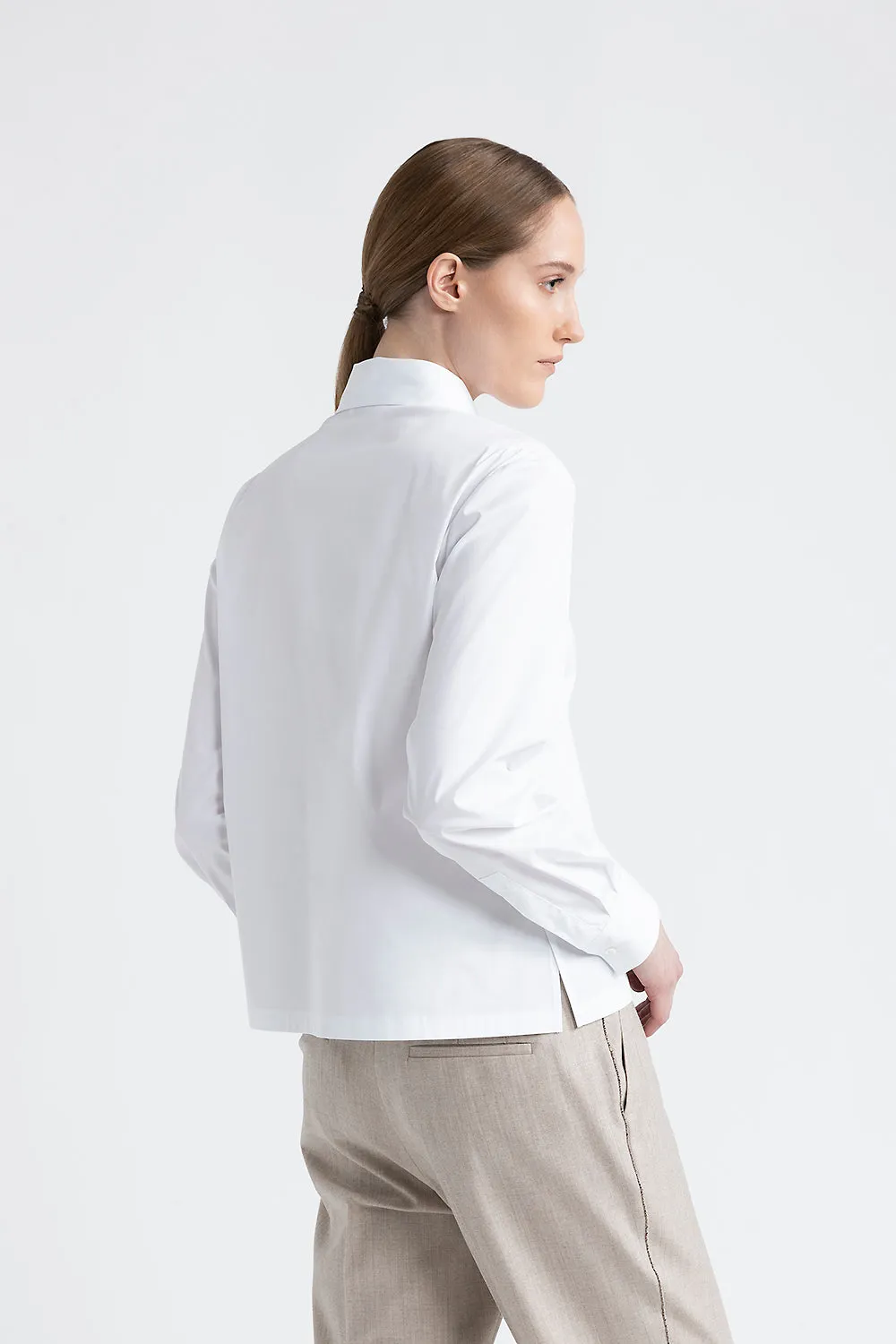 Cotton shirt with Punto Luce trim