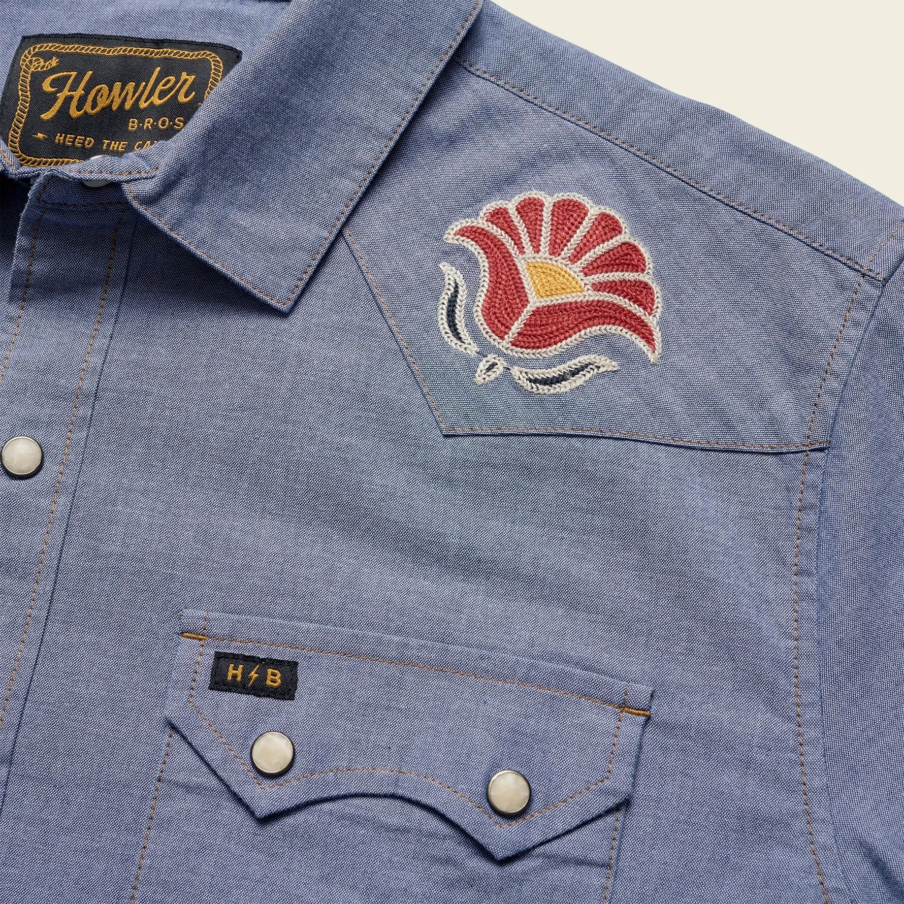 Crosscut Deluxe Snapshirt | Fresh Blooms Blue Chambray | Howler Bros