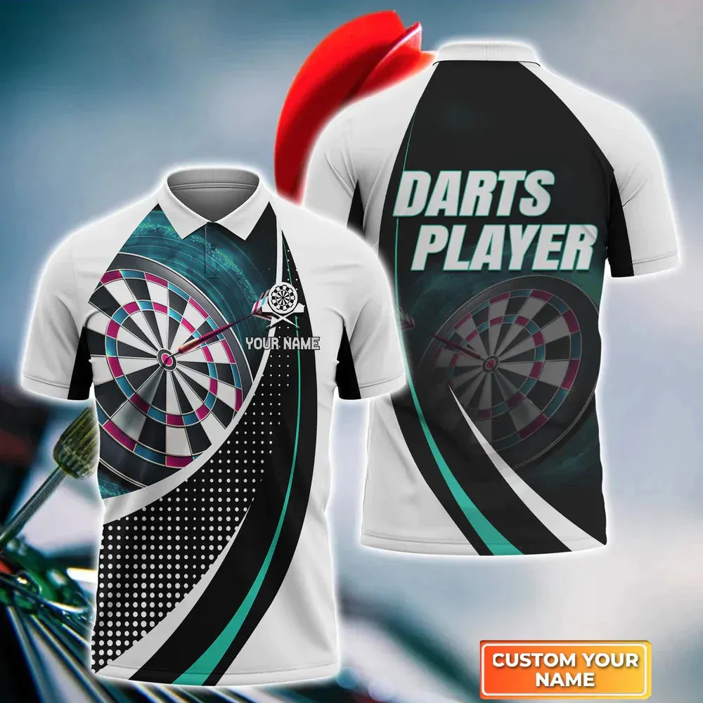 Dartboard Personalized Name 3D Polo Shirt For Darts Player, Dart Men's polo Shirt, Dart Team Shirts