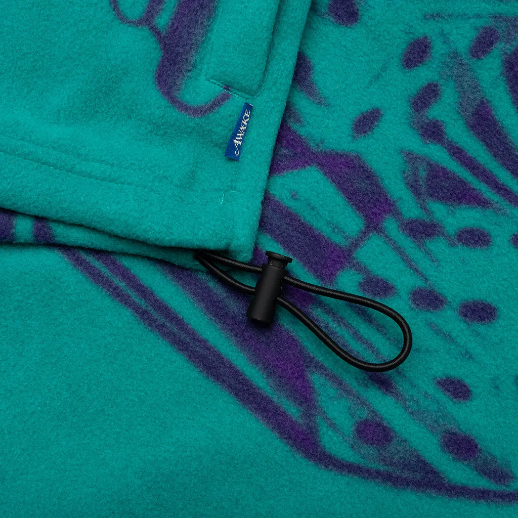 Dice Print Fleece Quarter Zip Pullover - Teal/Purple