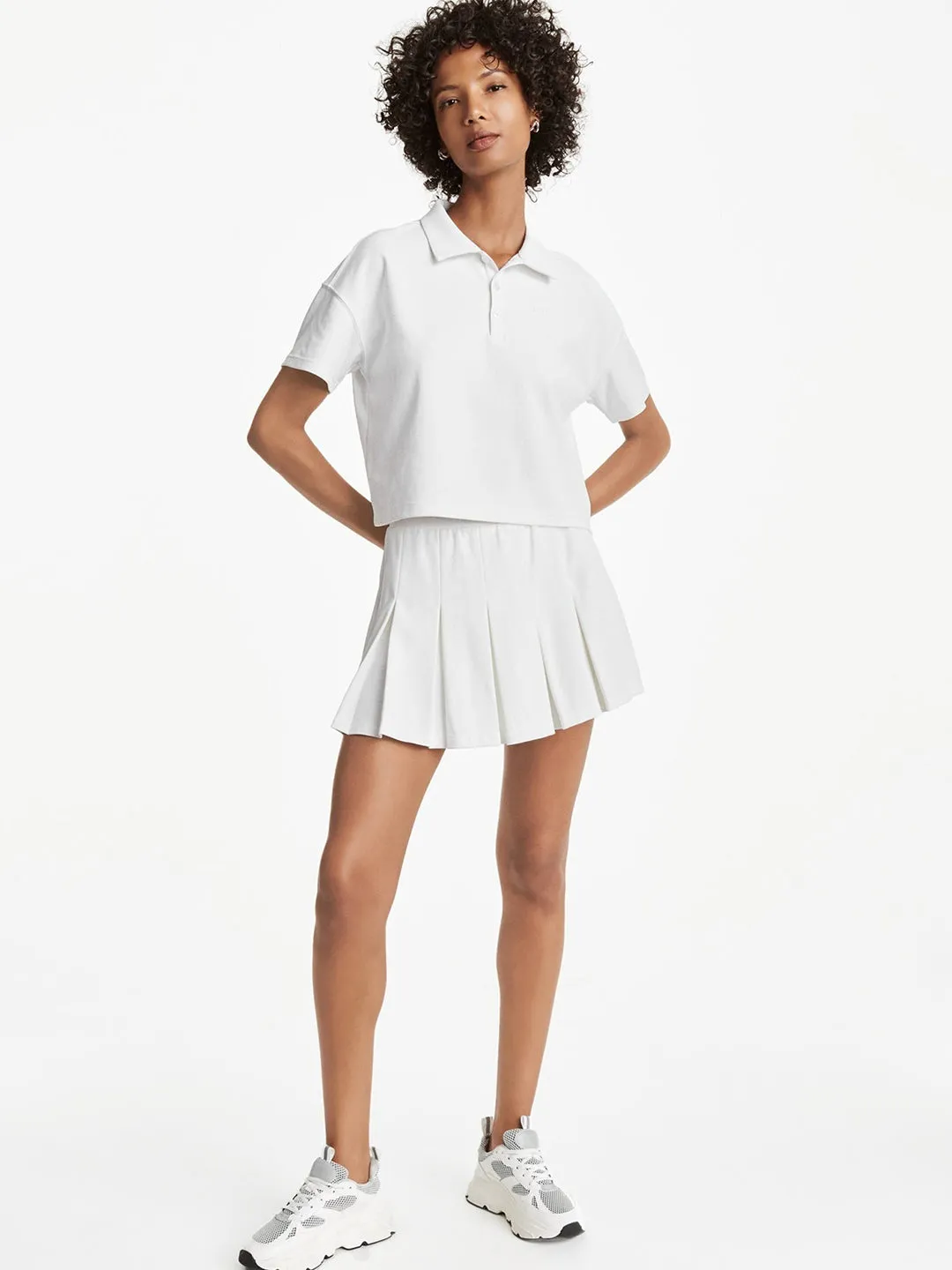 Dkny Women White Solid Polo Collar Short Sleeves T-Shirt