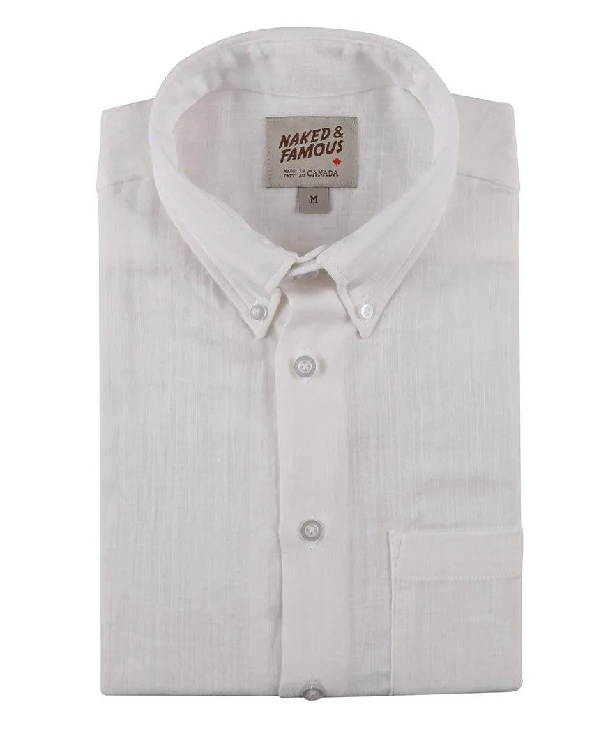 Double Weave Gauze Short Sleeve Easy Shirt White