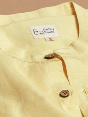 Earthy Route Lemon yellow · mandarin collar shirt