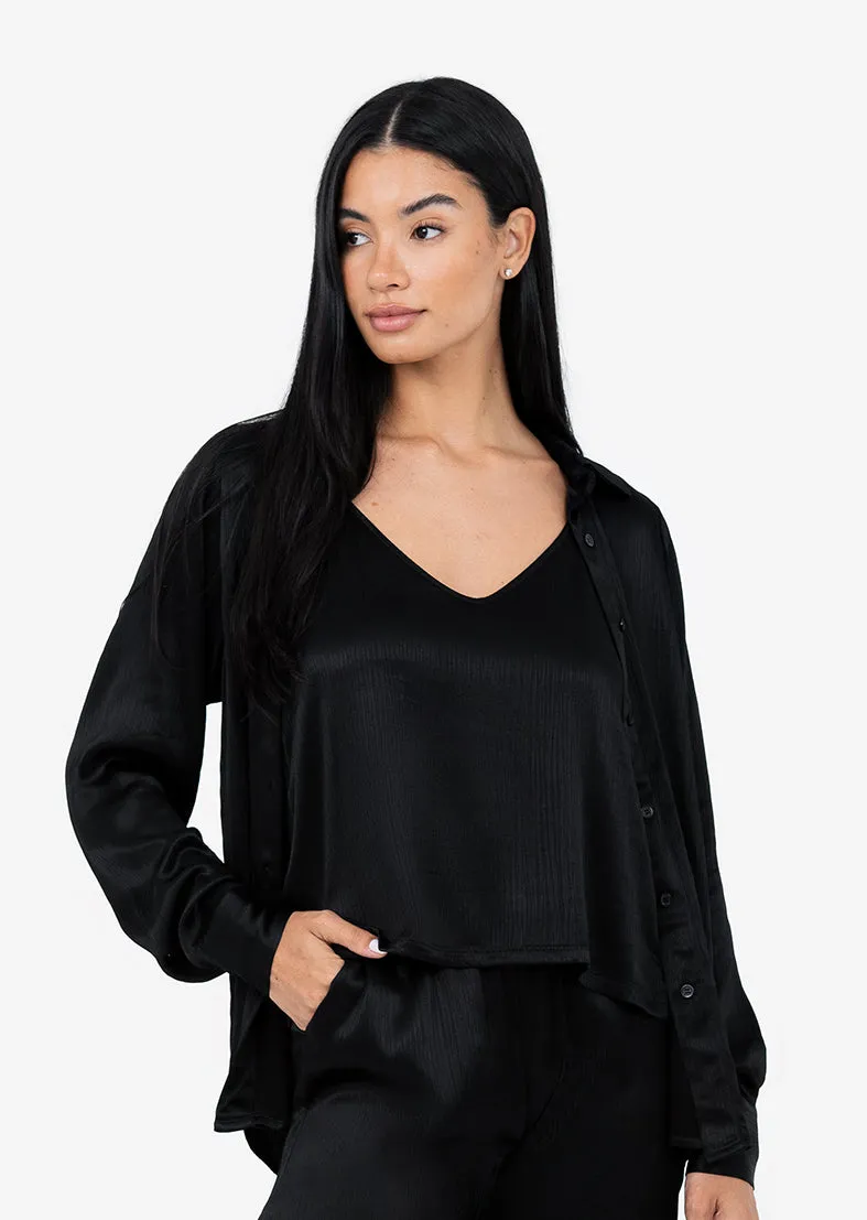 Embody Plisse Shirt Shiny Black