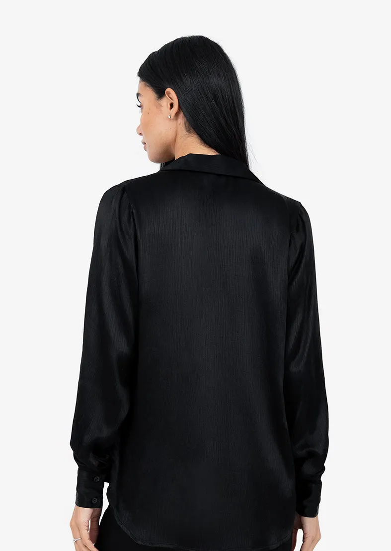 Embody Plisse Shirt Shiny Black