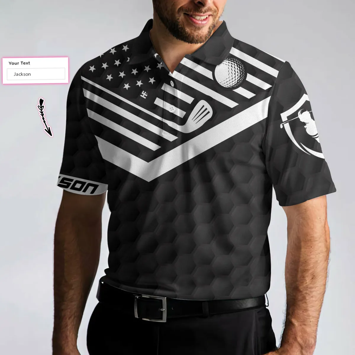 Funny Golfing Custom Polo Shirt, If It Hit Left Black American Flag Polo Shirt, Personalized Golf Shirt For Men Coolspod