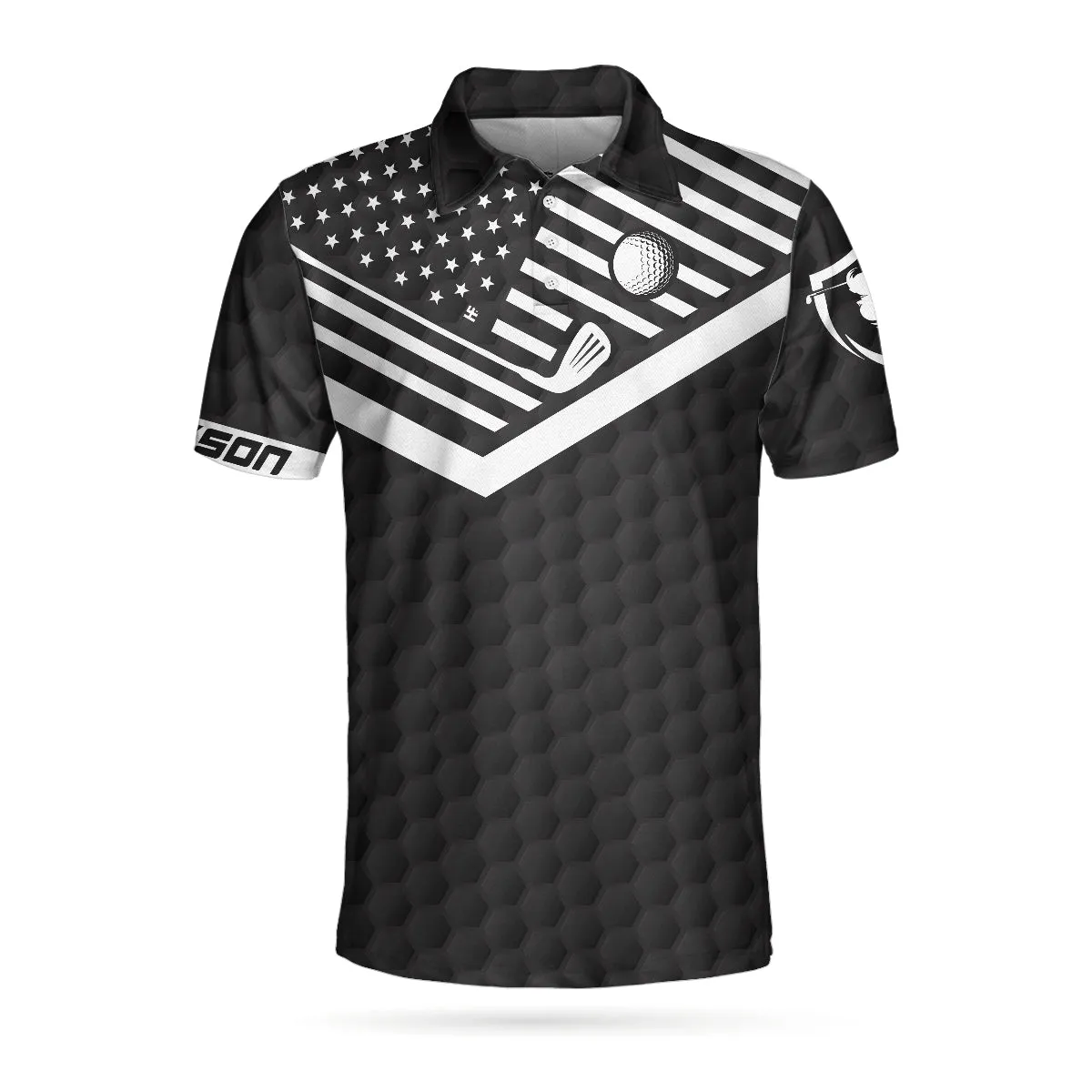 Funny Golfing Custom Polo Shirt, If It Hit Left Black American Flag Polo Shirt, Personalized Golf Shirt For Men Coolspod