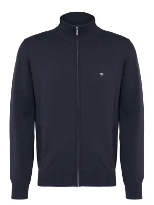 FYNCH HATTON Full Zip Cardigan - Men's Superfine Cotton – Navy