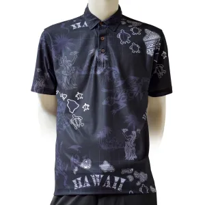 Gecko Printed Polo Shirt - Hawaiian All Over Pattern Premium Lightweight Fast-Drying Casual Men Unisex shirt