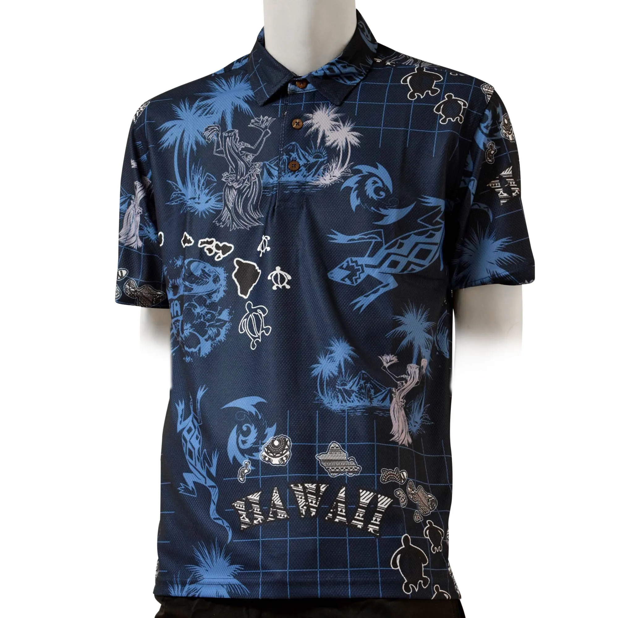 Gecko Printed Polo Shirt - Hawaiian All Over Pattern Premium Lightweight Fast-Drying Casual Men Unisex shirt