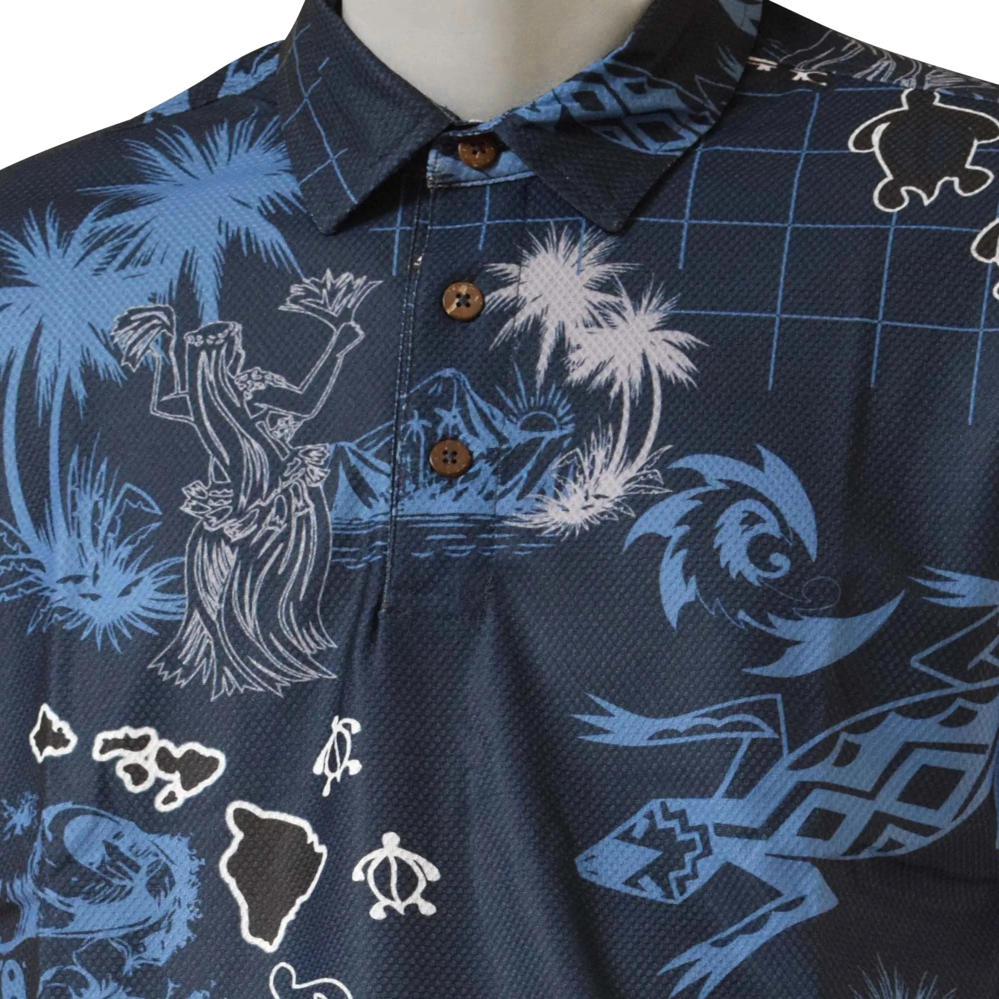 Gecko Printed Polo Shirt - Hawaiian All Over Pattern Premium Lightweight Fast-Drying Casual Men Unisex shirt