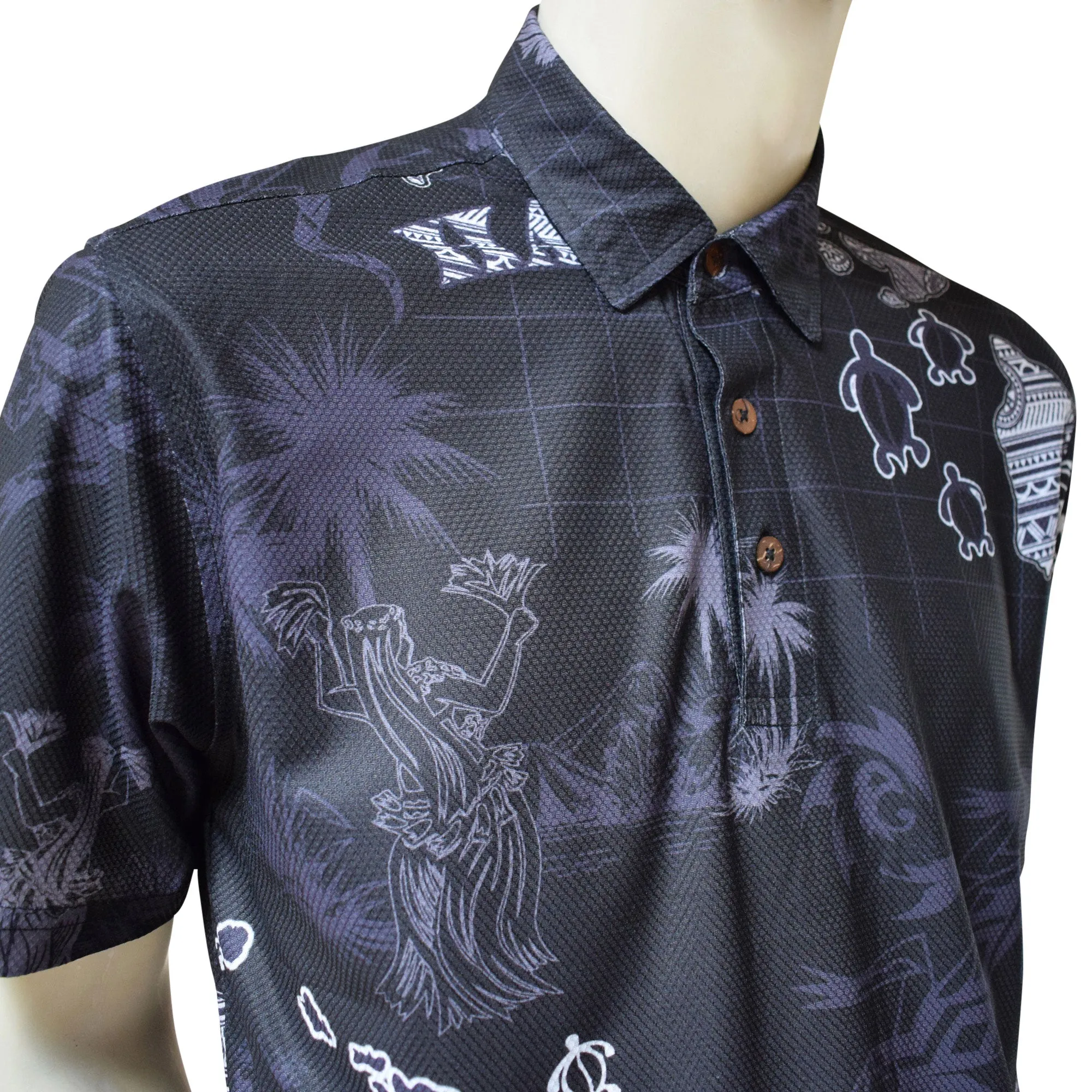 Gecko Printed Polo Shirt - Hawaiian All Over Pattern Premium Lightweight Fast-Drying Casual Men Unisex shirt