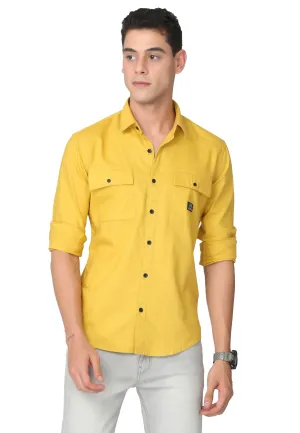 Glowing Yellow Solid Oxford Casual Shirt