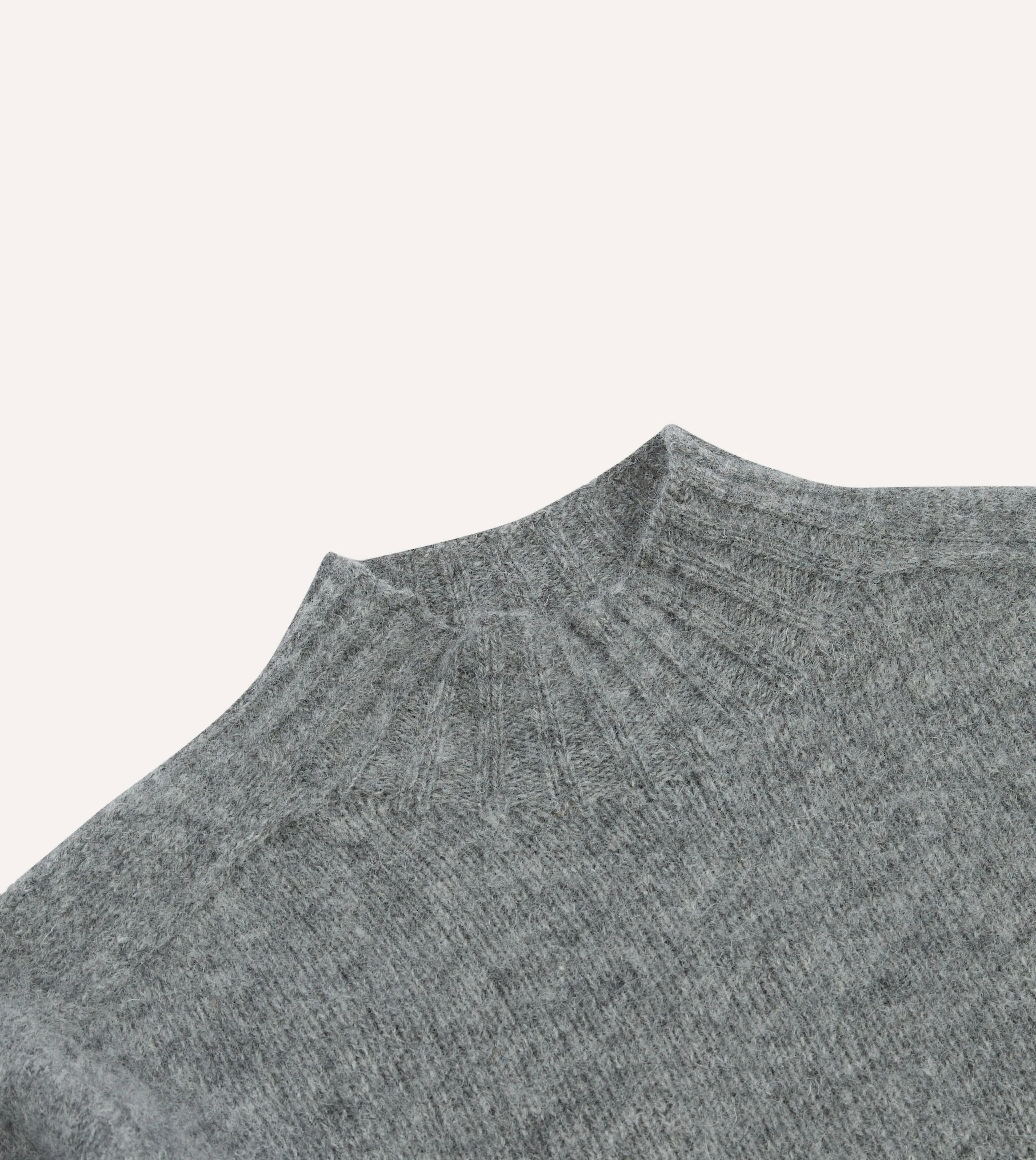 Grey Brushed Shetland Mock Neck Jumper