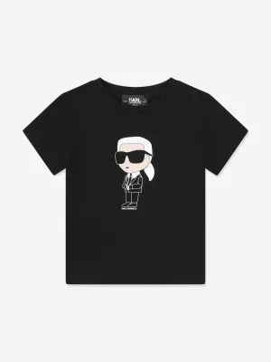 Karl Lagerfeld Kids Organic Cotton Karl Print T-Shirt in Black