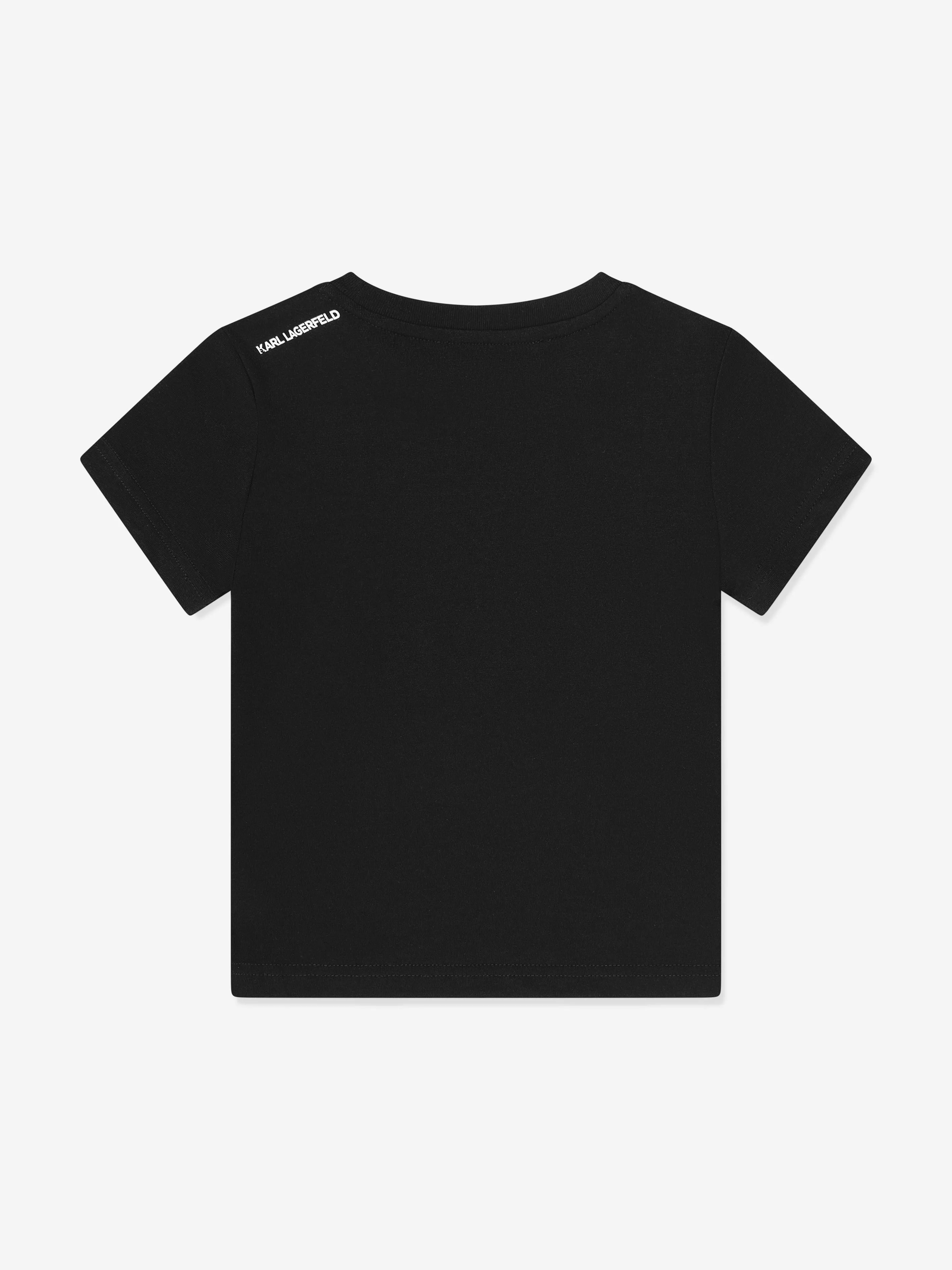 Karl Lagerfeld Kids Organic Cotton Karl Print T-Shirt in Black