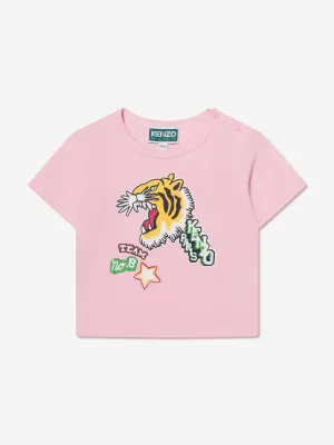 KENZO Baby Girls Logo T-Shirt in Pink