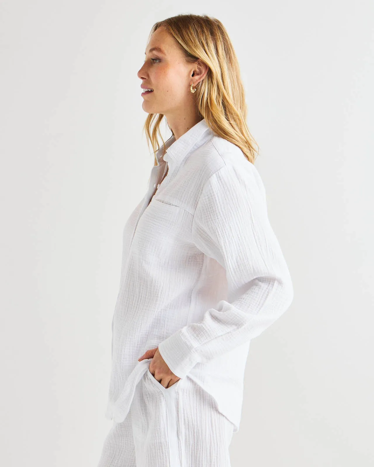 Kit Gauze Button Down Shirt