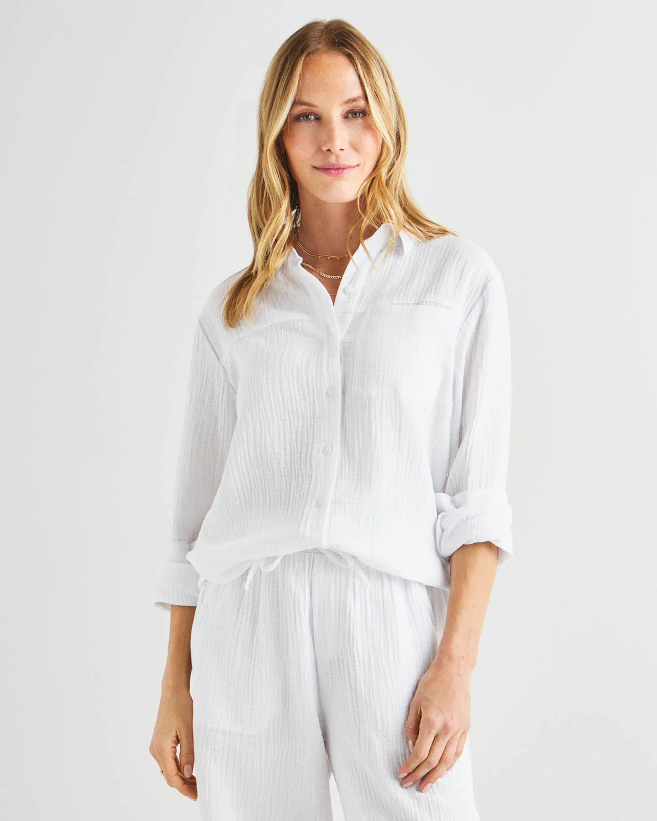 Kit Gauze Button Down Shirt