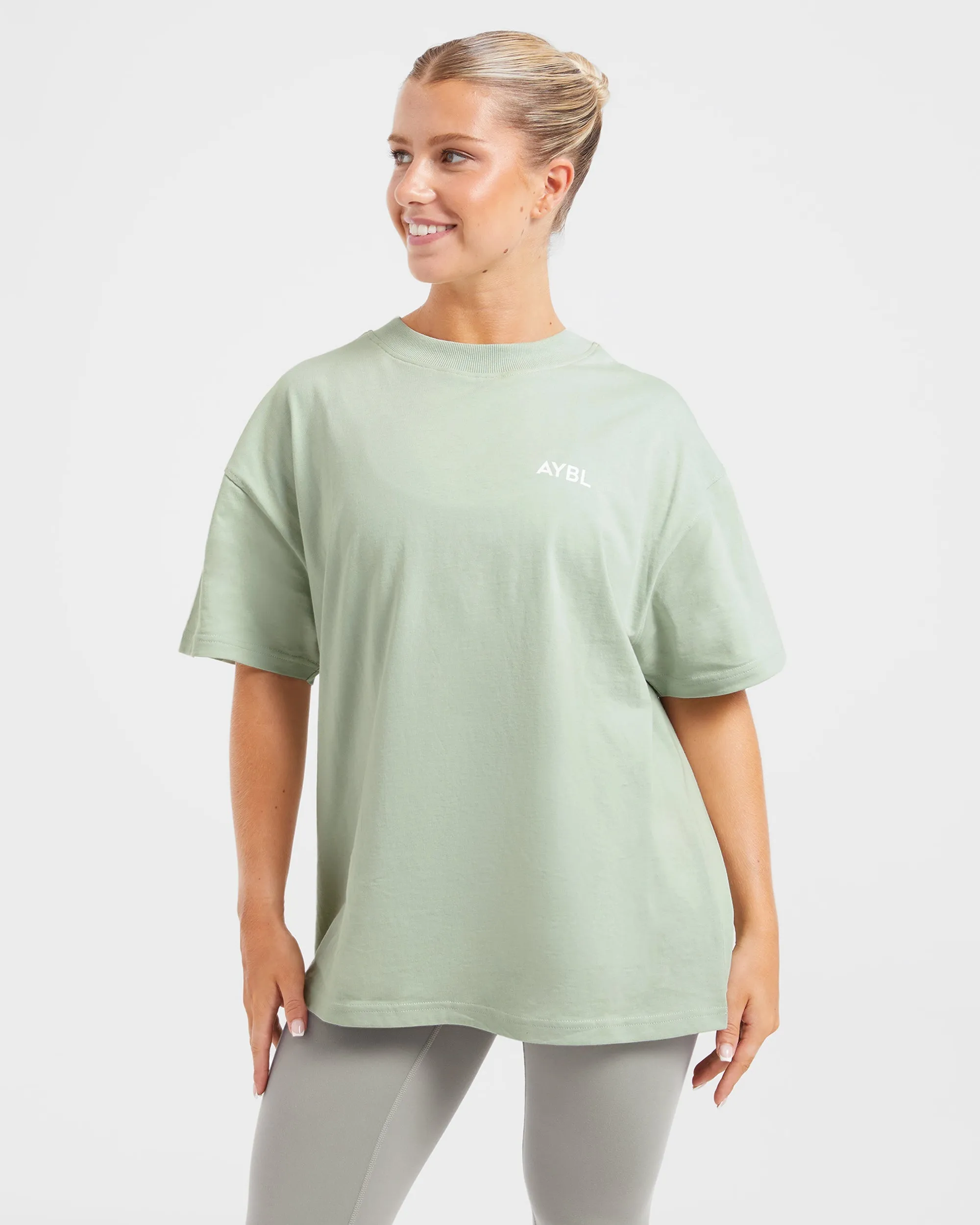 Lift Graphic Oversized T Shirt - Light Sage