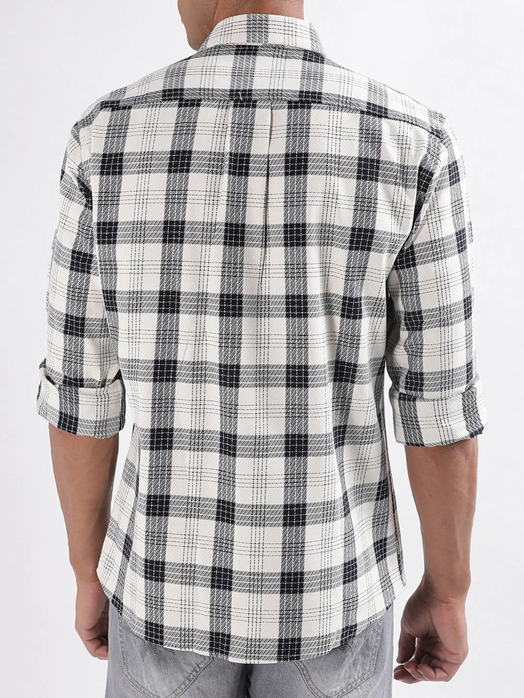 Lindbergh Off White Checked Regular Fit Shirt