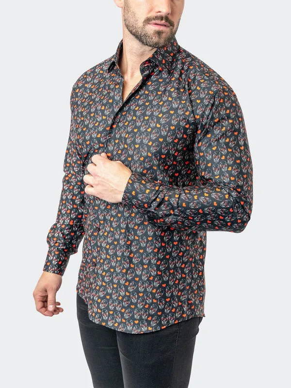 Maceoo Stretch Shirt | Fibonacci Stretch SkullHeart33 Black