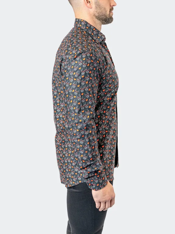 Maceoo Stretch Shirt | Fibonacci Stretch SkullHeart33 Black