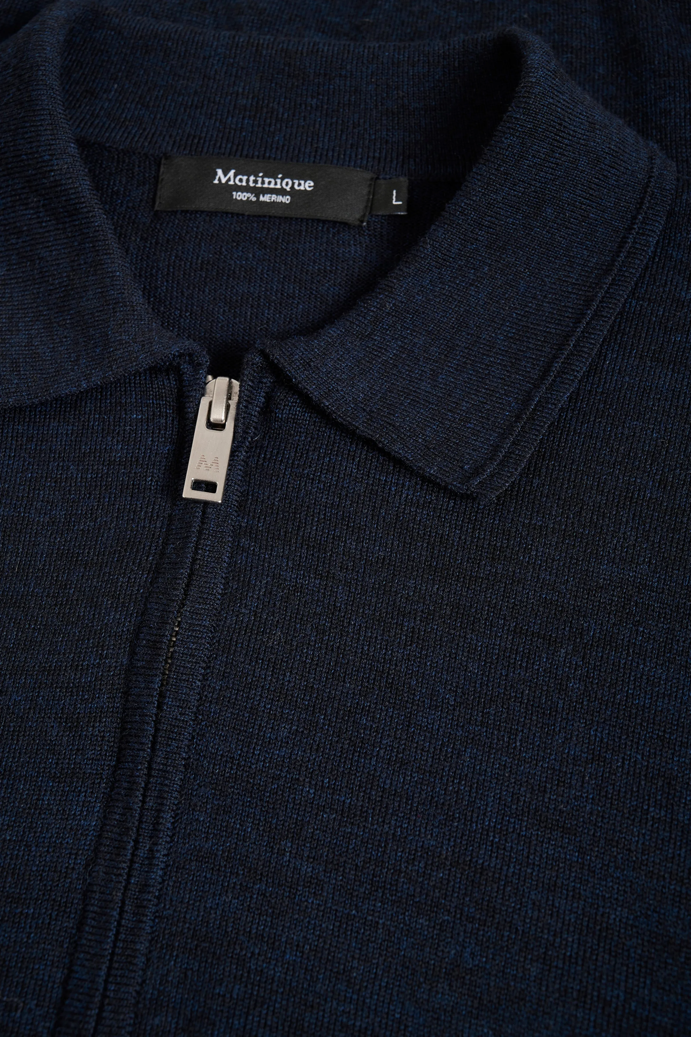 Matinique Wool Zip Polo Knit/Dark Navy Melange - AW23 SALE