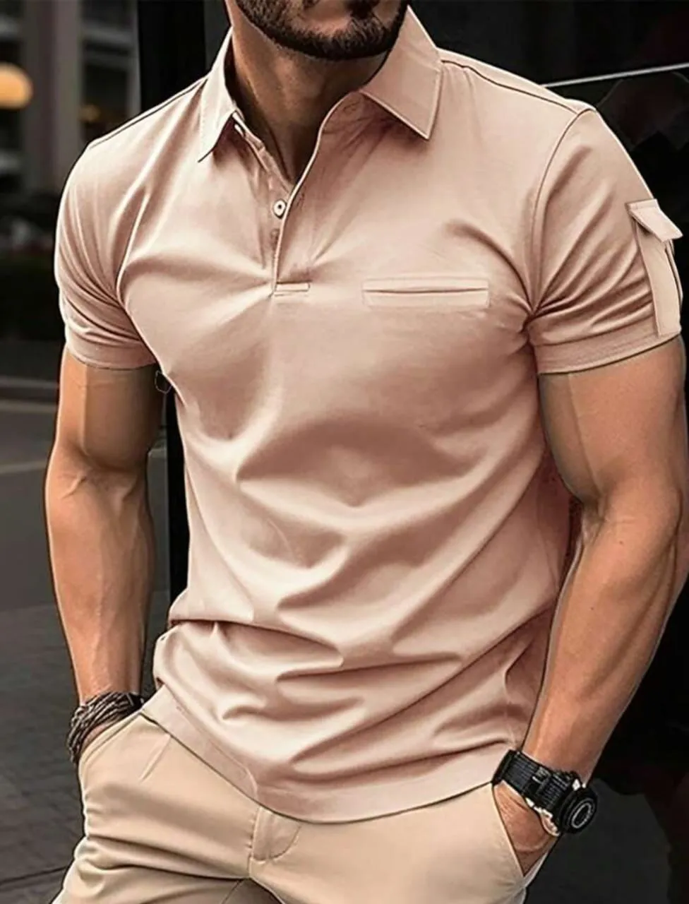 MEN CASSUAL POLO COLLAR SHORT SLEEEVE T SHIRT