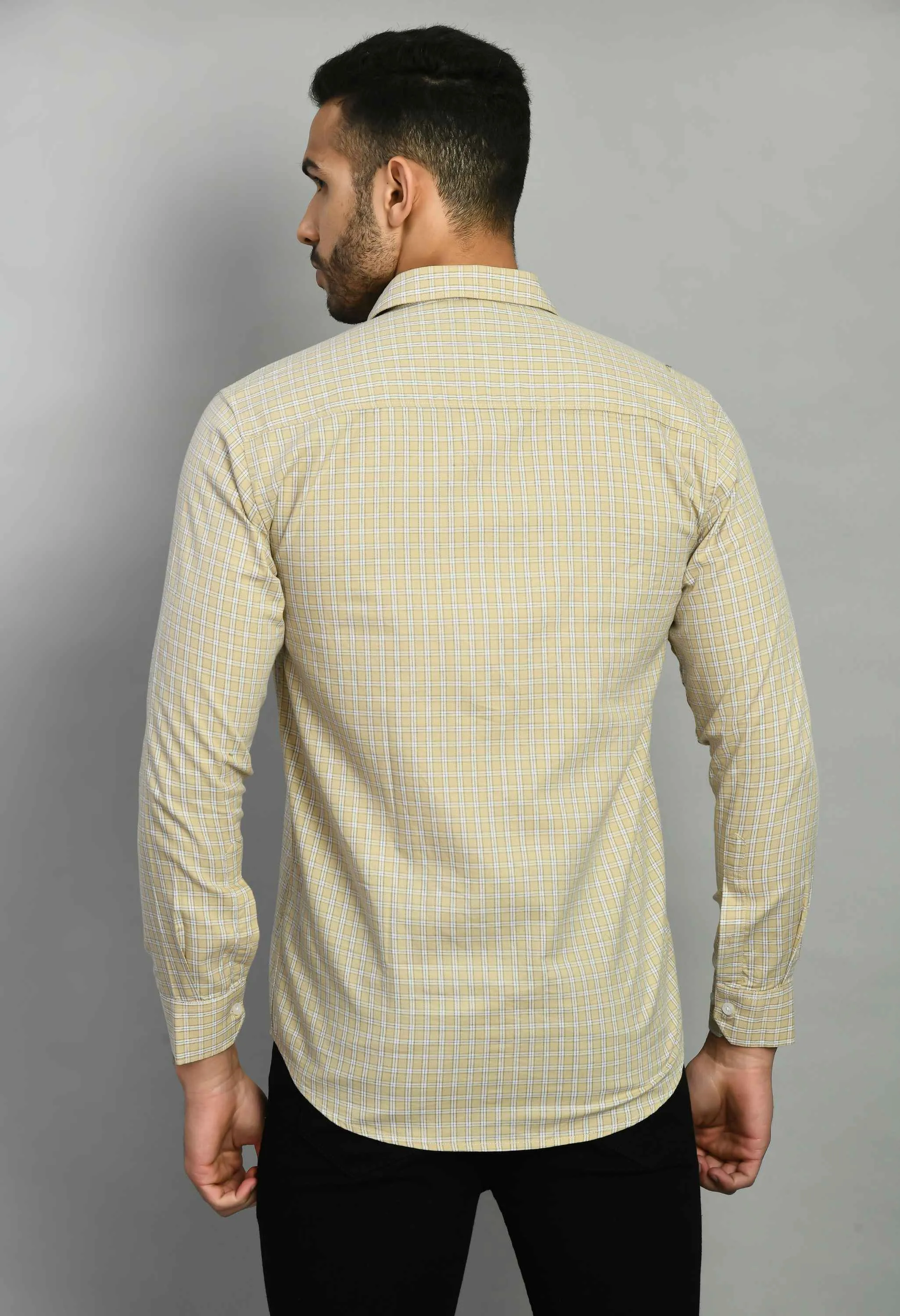 Men's Beige Full Sleeve Casual Shirt