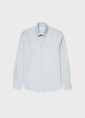 Men's Cotton Cashmere Shirt in Light Blue/White