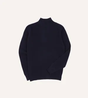 Navy Brushed Shetland Mock Neck Jumper