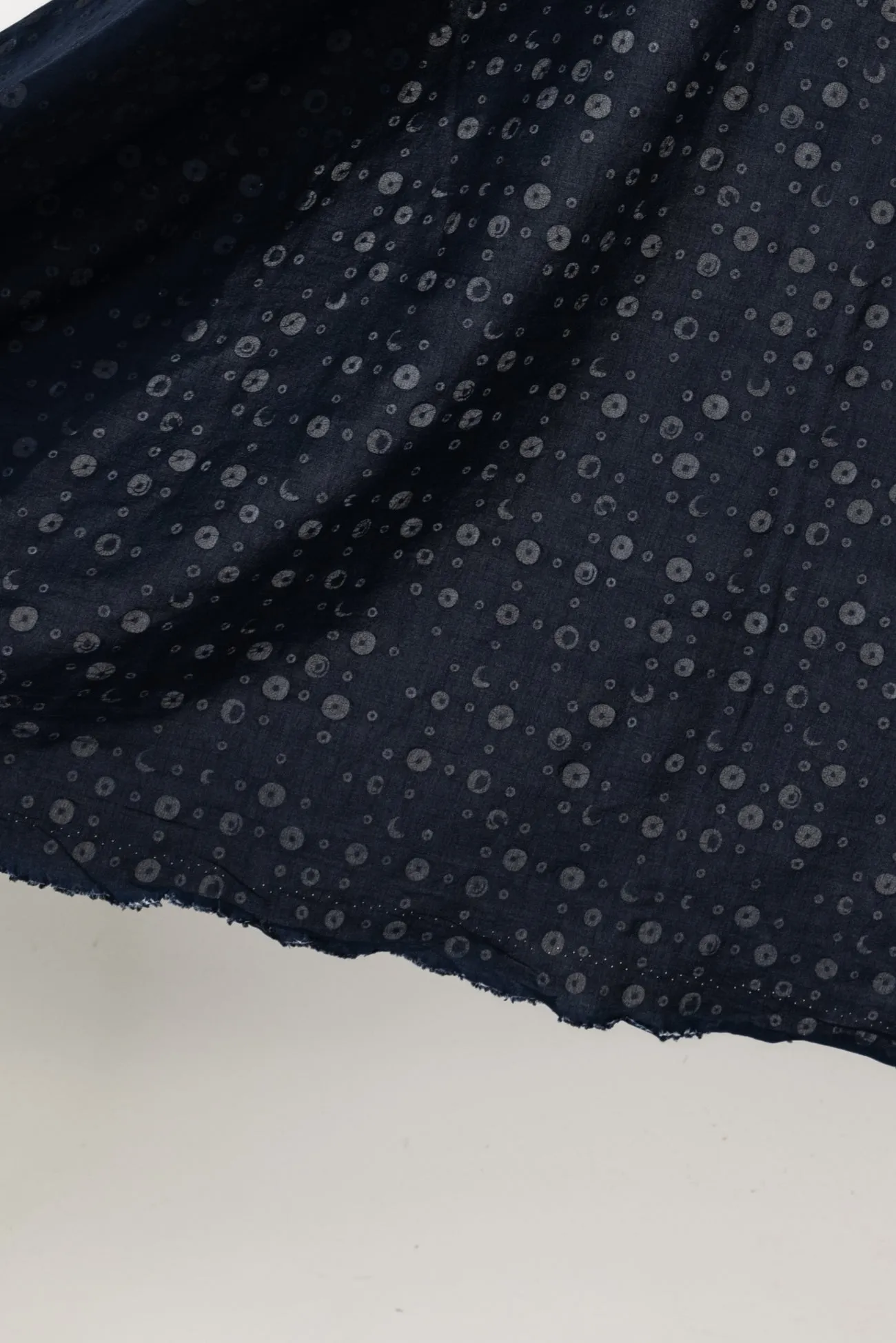 Navy Bubble Dots Italian Cotton Plisse Woven