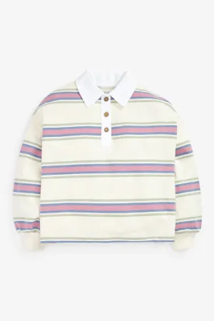 Next Pink Stripe Older Boys Polo Shirt