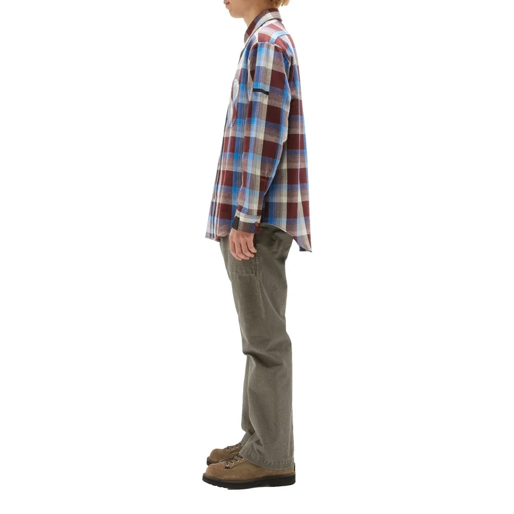 N.HOOLYWOOD BLUE BROWN CHECK SHIRT-BLUE CHECKERED