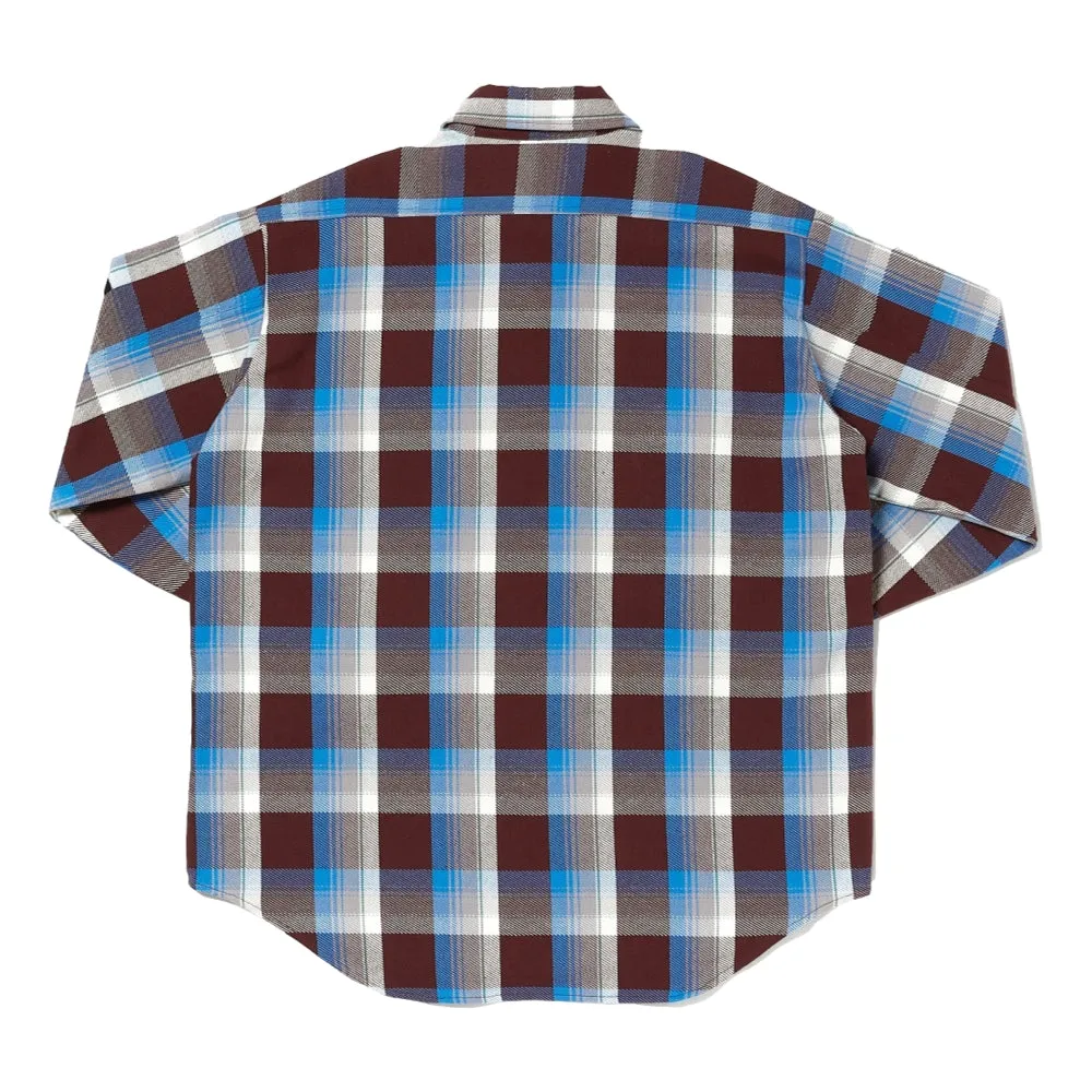 N.HOOLYWOOD BLUE BROWN CHECK SHIRT-BLUE CHECKERED